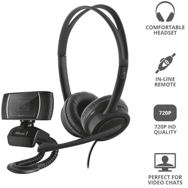 LOGITECH Kit webcam + cuffie Trust Doba Home Office Set 2 in 1